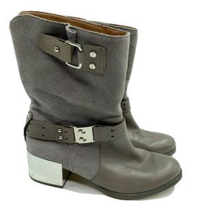 Daniblack Boots Womens 6 M Gray Suede Zipper Ankle